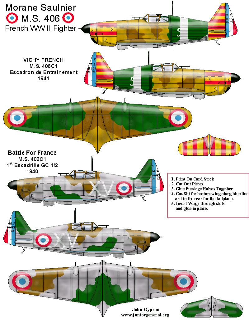 French Morane Saulnier 406 fighter 1940 - CLICK FOR LINK TO JUNIOR GENERAL SITE