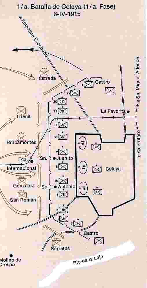 Villas battle at Celaya 1915 - phase one
