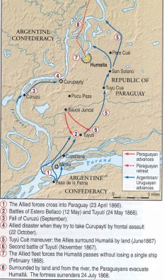 click here for larger map of Ops in southern Paraguay 1865 - 68