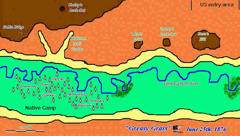 map for the indian victory at Little Big Horn