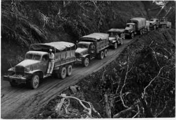 convoy of dodge trucks on the Burma Road