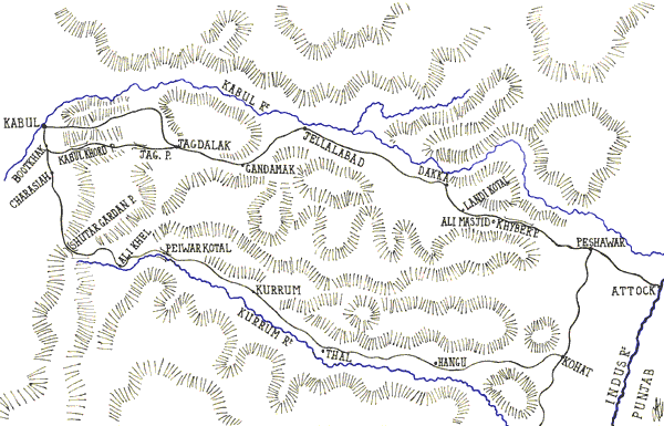 route of the retreat from Kabul 1842