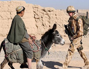 Prince Harry of England on patrol in Helmand province