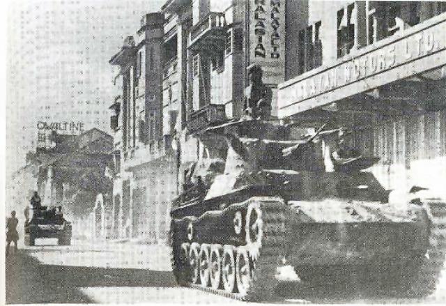 Japanese tank in Orchard Rd Singapore 1942