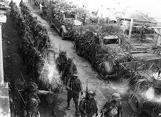 Nipponese troops entering Indochina