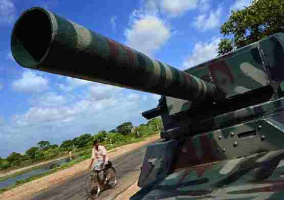 armoured vehicle guards Elephant Pass