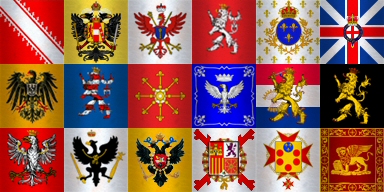 C18 standards: Alsace, Austria, Brandenburg, Bohemia, France, Great BritainMiddle Row: Germany, Hesse, Kleves, Modena, Netherlands, PalatinateBottom Row: Poland, Prussia, Russia, Spain, Tuscany, Venice.