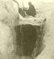 shelter cut into the glacier high on Marmolada