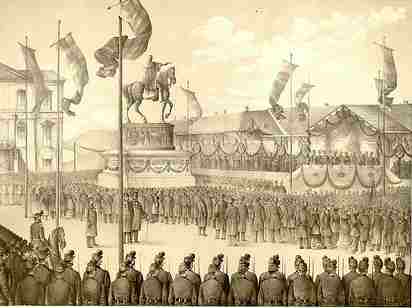 Serbs parade in Belgrade 1882