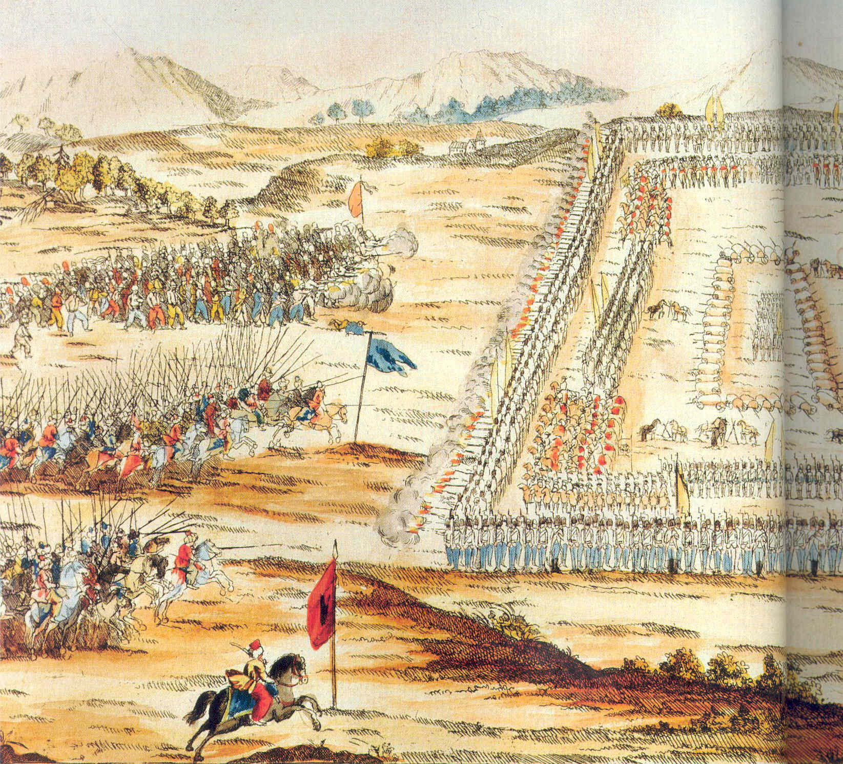 Turks attack an Austrian infantry square during the Balkan War of 1788