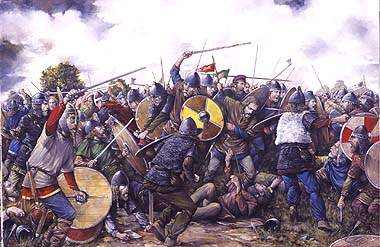 The Norwegian King Harald Hardrada is killed by King Harold at Stamford Bridge 1066