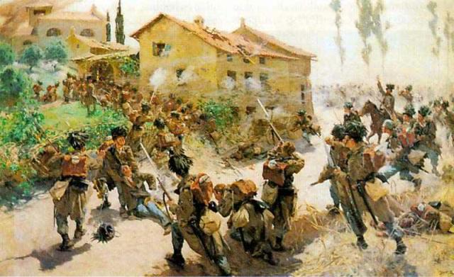 Austrian jaegers assault Custozza in Lombardy 1866