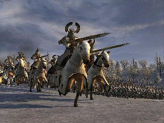 Teutonic knights charge over frozen Lake Peipus against the army of Nevsky in the thirteenth century