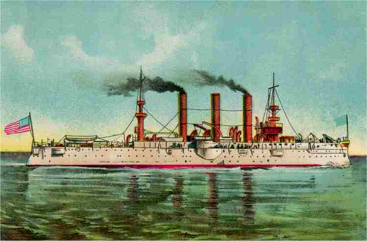 The USS Brooklyn was typical of Deweys ships which saw off the Spanish fleet in Manila Bay