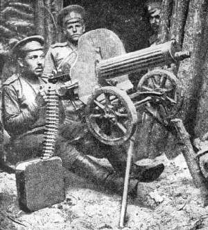 a Maxim gun is used as AA defence