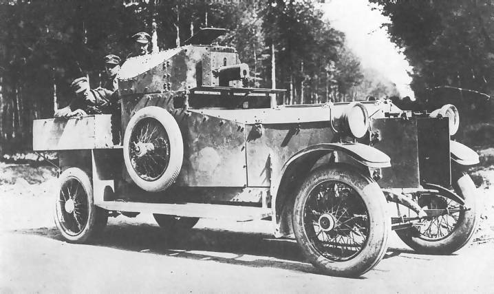 A Rolls Royce armoured car crewed by Bladk and Tans in 1921