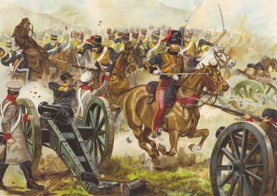 British Hussars charge the Russian guns at Balaklava