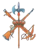 Arguebus, crossbow and halberd